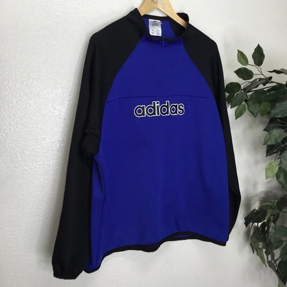 Adidas Bright Blue and Black Quarter Zip Sweatshirt